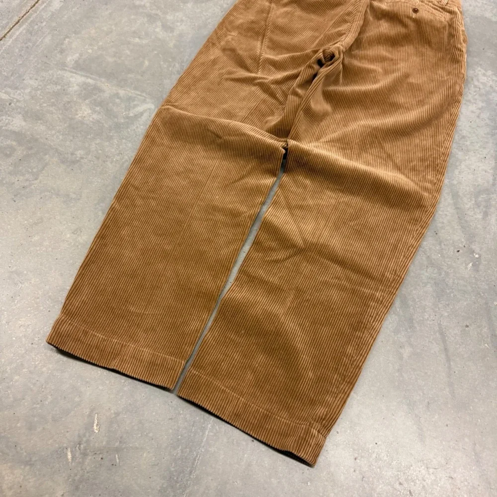 90s Mens Polo Ralph Lauren Wide Wale Corduroy Trousers Tan Brown 32x29